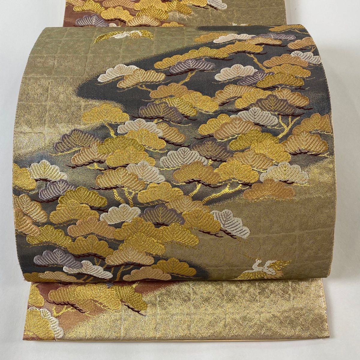 袋帯 美品 名品 人物 舟 金糸 箔 金色 六通 正絹 【中古】(袋帯 袋帯 美品 名品 人物 舟 金糸 箔 金色 六通 正絹 【中古】(袋帯