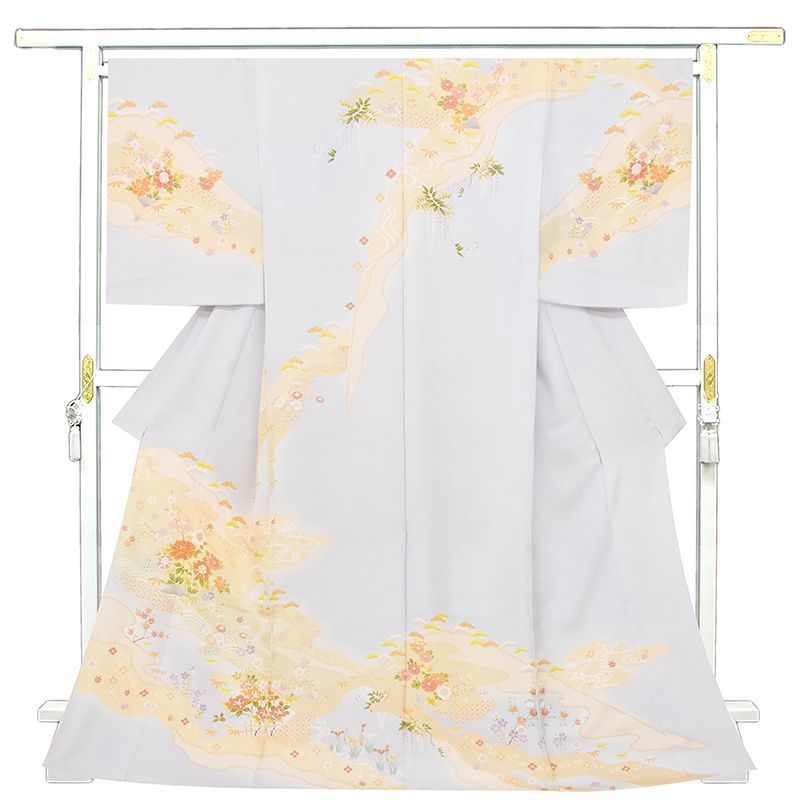 平和屋着物○訪問着 絞り 辻が花 銀通し地 正絹 逸品 DAAV1255tw