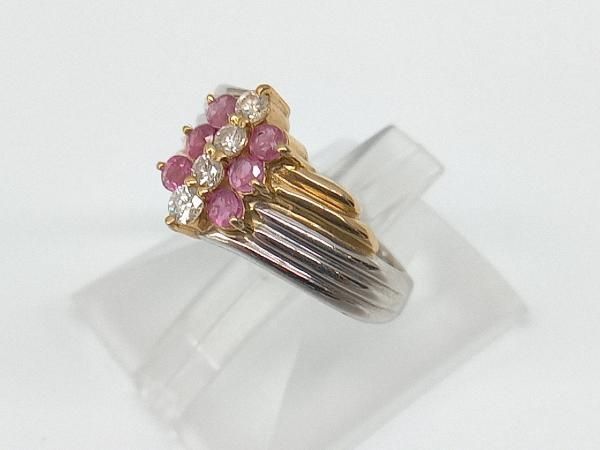 k18．pt900．ルビー(ダイヤモンド入り)指輪、天然石未使用No.1141. 未使用品 pt900 天然ルビー ダイヤモンド リング - メルカリ