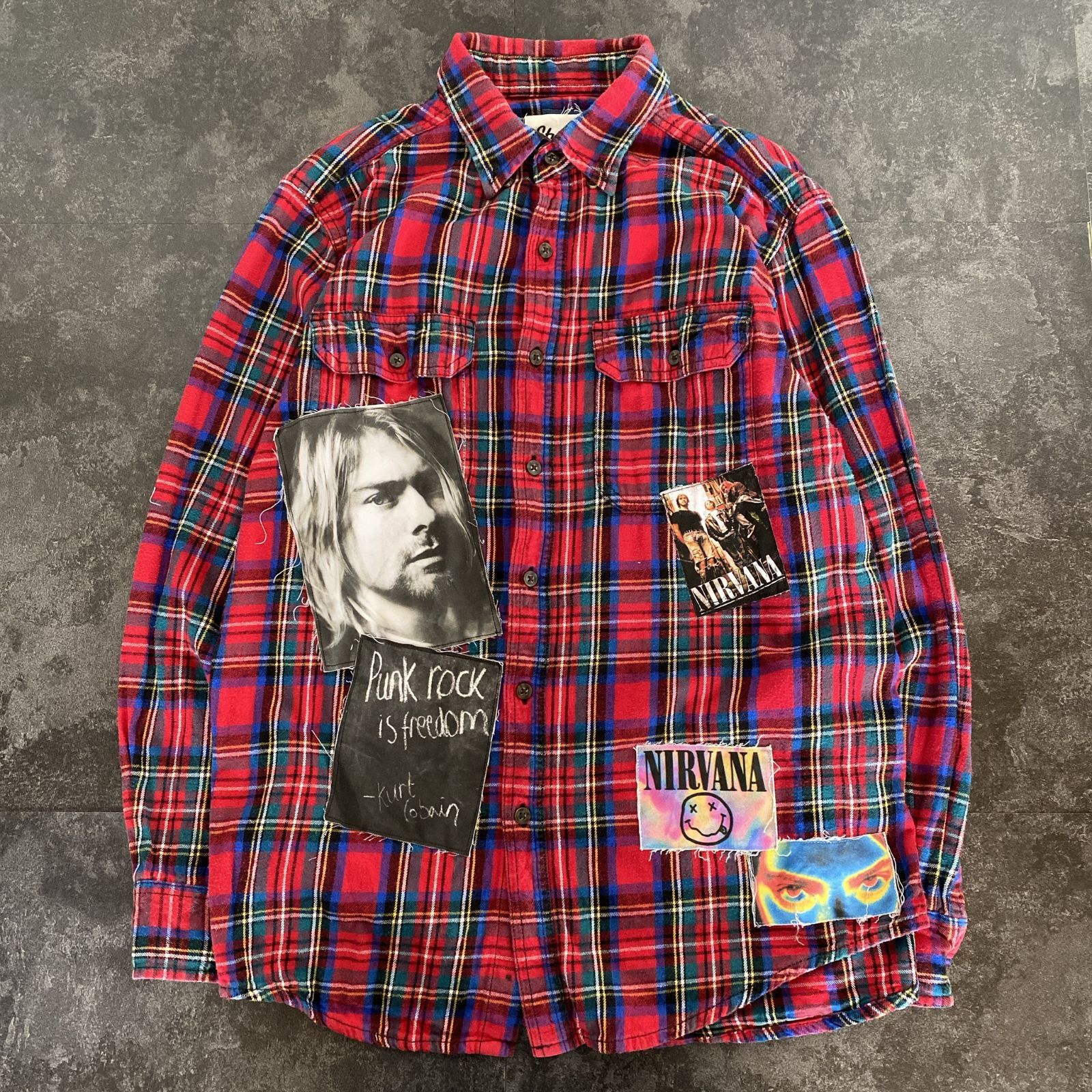 Remake】NIRVANA ニルヴァーナ Kurt Cobain カートコバーン チェック柄 