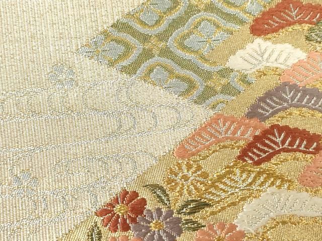 平和屋着物▽六通柄袋帯 唐織 宝尽くし吉祥花文 金銀糸 正絹 逸品