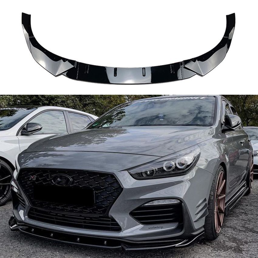 メンズエアロパーツ｜Hyundai i30N MK3|MK3.5 2017年以降 フロントリップスポイラー ピアノブラック|カーボン調