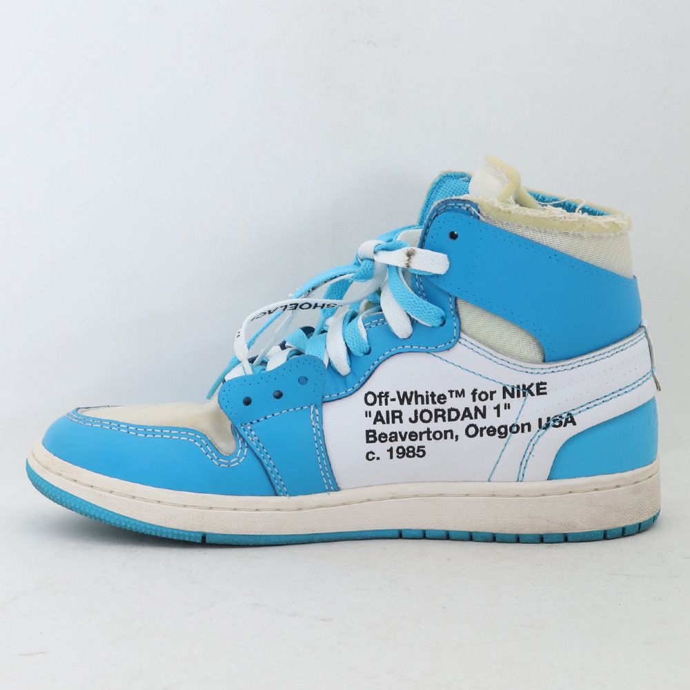 26cm NIKE × OFF-WHITE Air Jordan 1 High UNC White/Dark Powder Blue