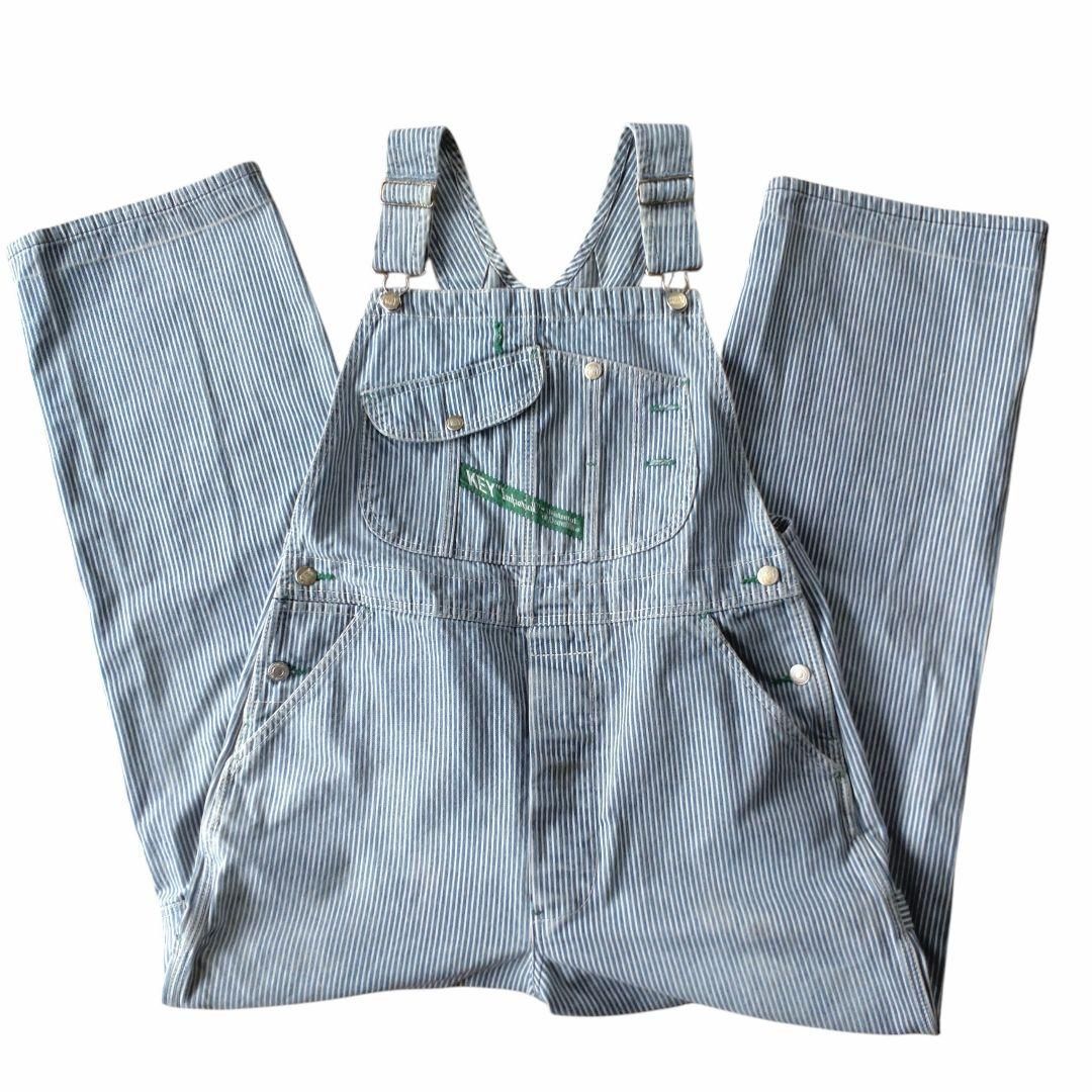 □古着 KEY キイ ヒッコリーデニムオーバーオール/サロペット/古着