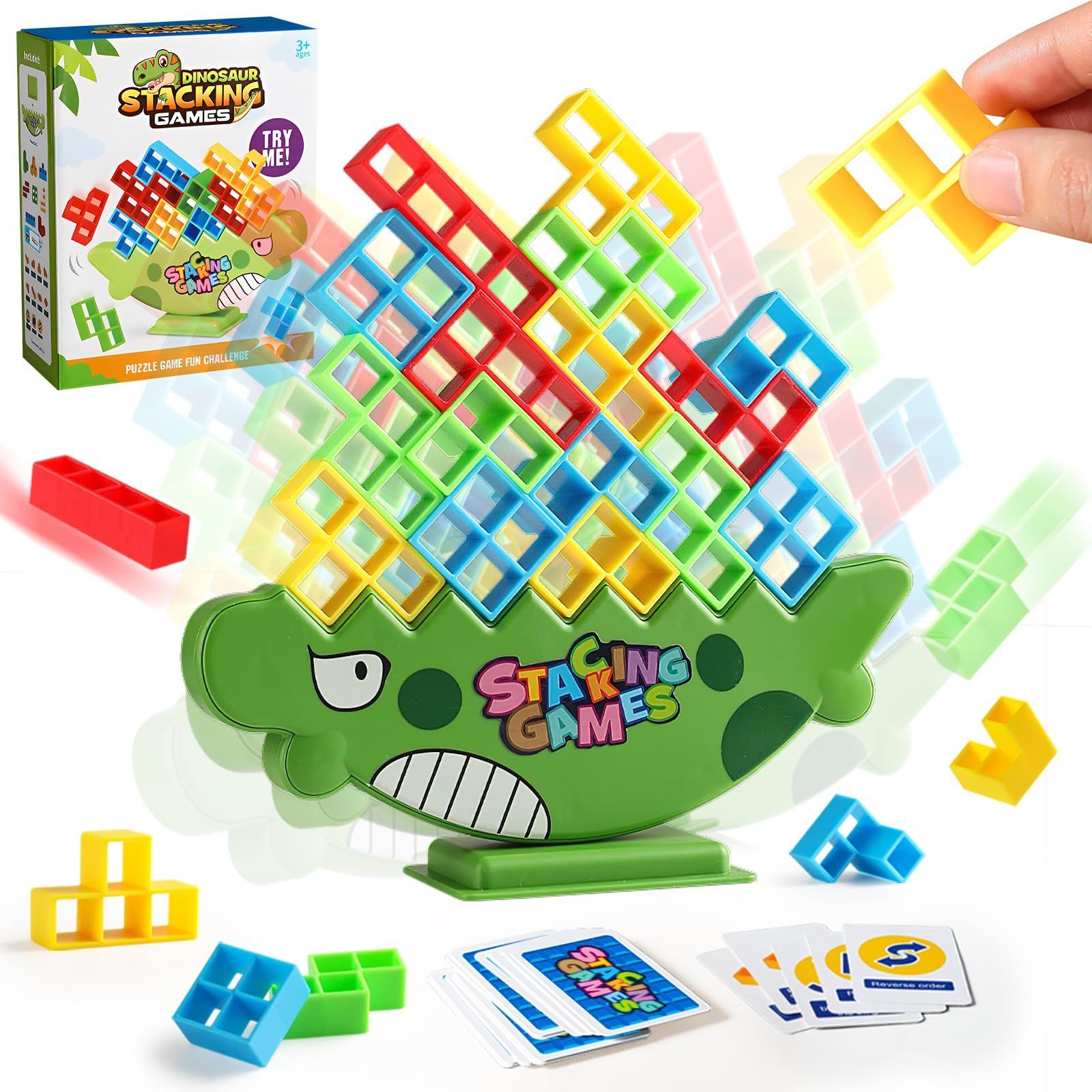 【特価商品】バランスタワー ボードゲーム ブロック 64pcs ジェンガゲーム ブロックゲーム 6歳以上 複数プレイヤー パーティーゲーム ファミリーゲーム バランスゲーム パズル 知育玩具 積み