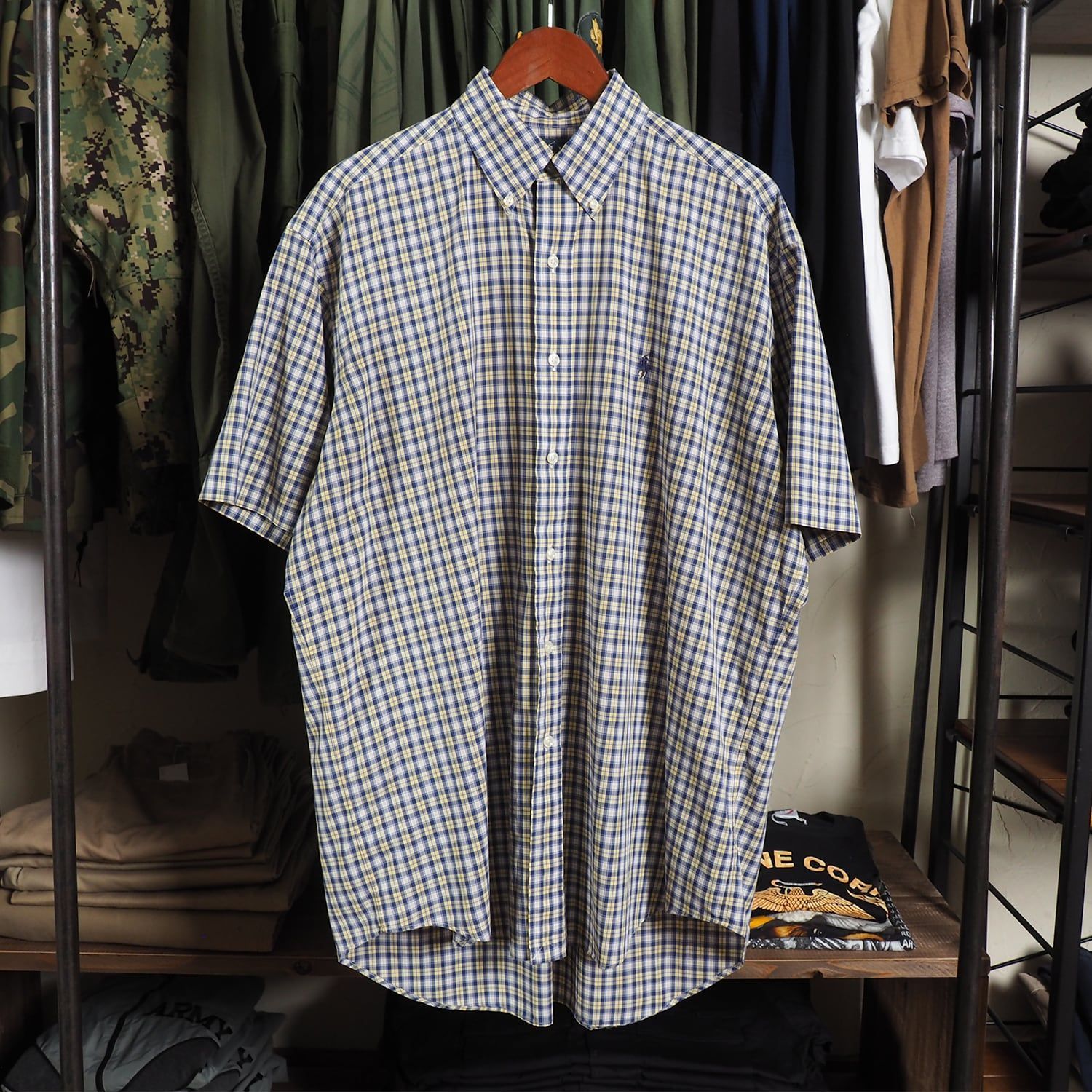 90s Ralph Lauren ラルフローレン シャツチェック BLAKE ブレイク 半袖シャツ M ビンテージ ボタンダウン