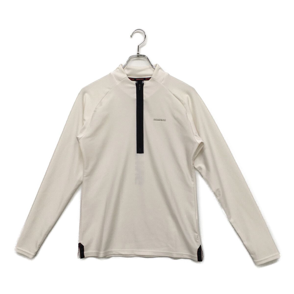 中古 メンズ ブリーフィング BRIEFING 長袖シャツ S 白 ホワイト ハーフジップ ストレッチ
