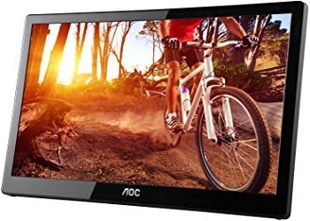 AOC e1659Fwu 16-Inch Ultra Slim 1366x768 Res 200 cd|m2 Brightness USB 3.0-Powered Portable LED Monitor w| Case by AOC