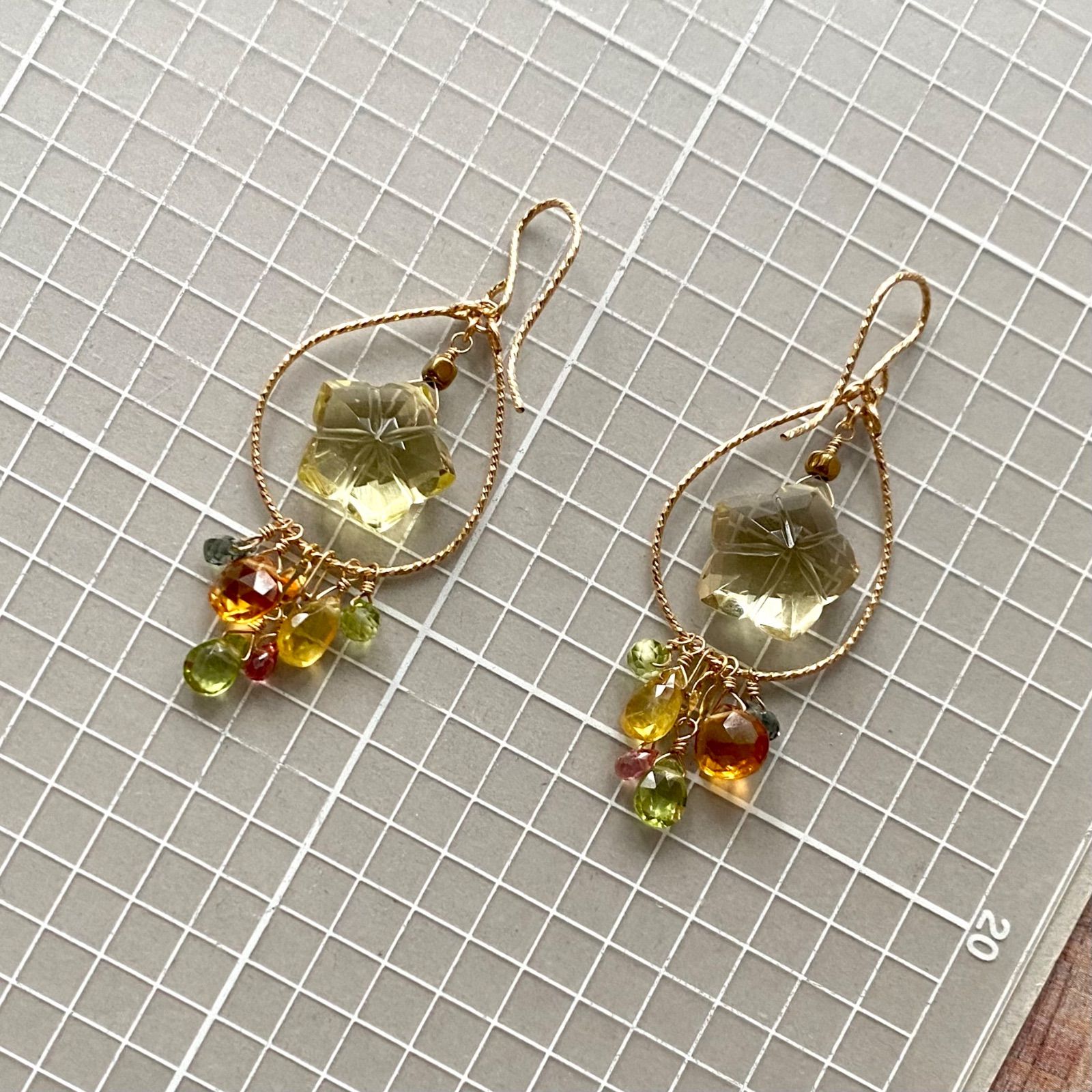 フラワーカービング フルーツカラー ピアス 14kgf フラワーカービング フルーツカラー ピアス 14kgf フラワーカービング