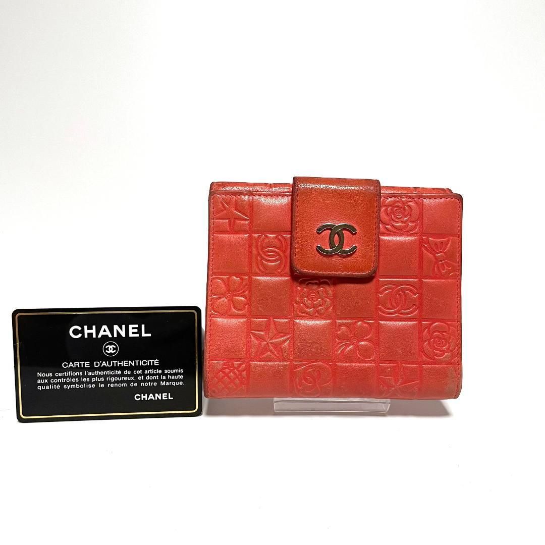 トレフォイル シャネル 財布 CHANEL 折財布 ラムスキン アイコン