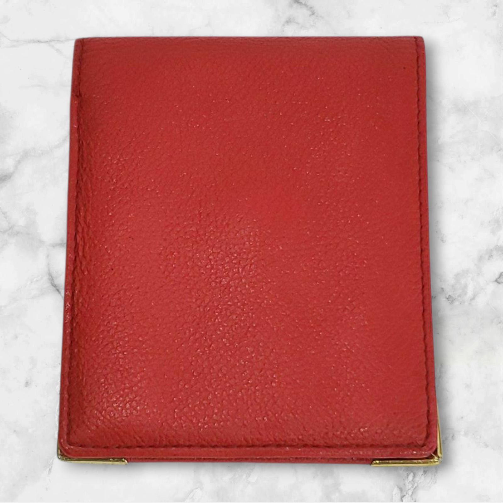 美品 イヴ・サンローラン 二つ折り財布 赤 YSL イブサンローラン 赤