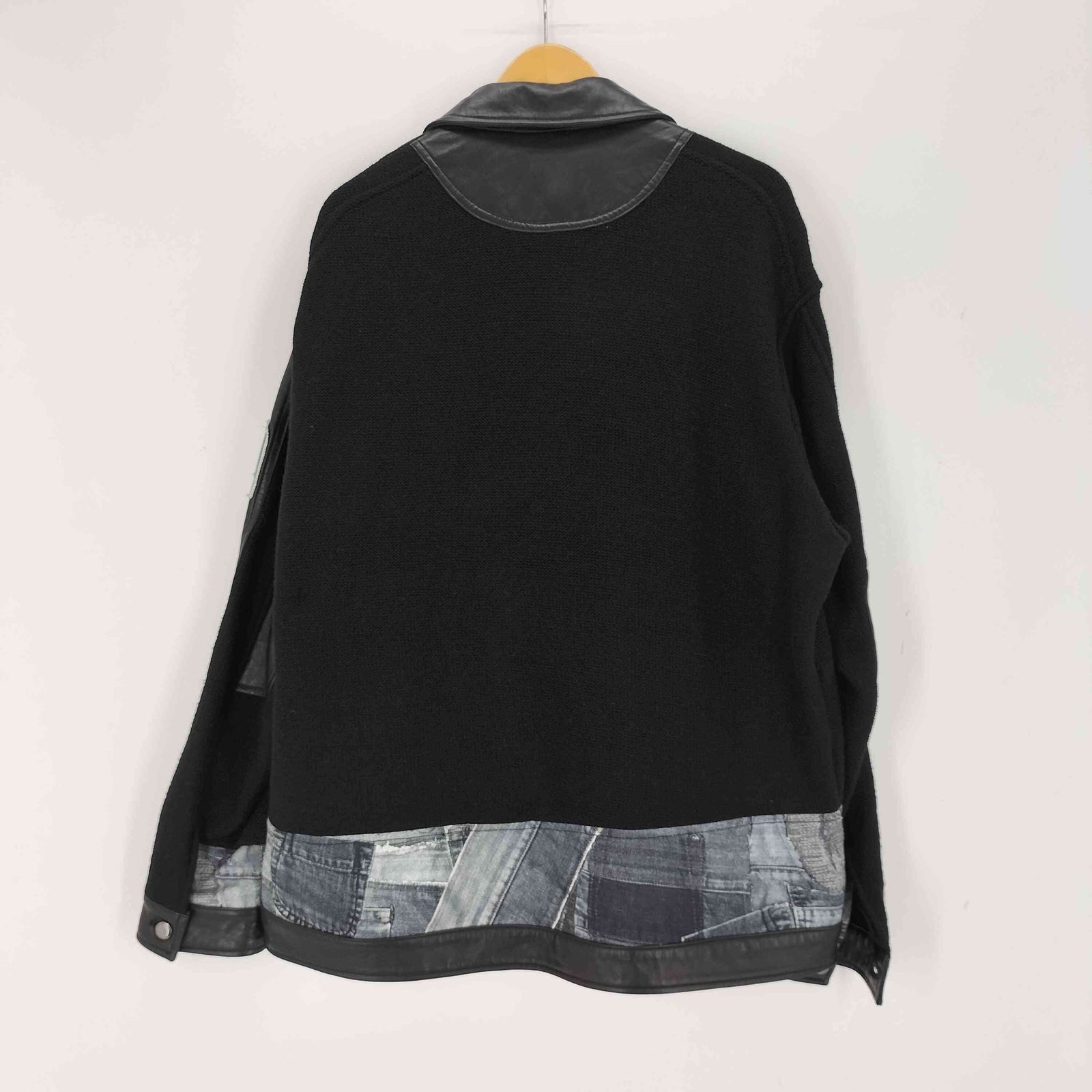 ザラ ZARA ニットコンビレザージャケット メンズ import：L