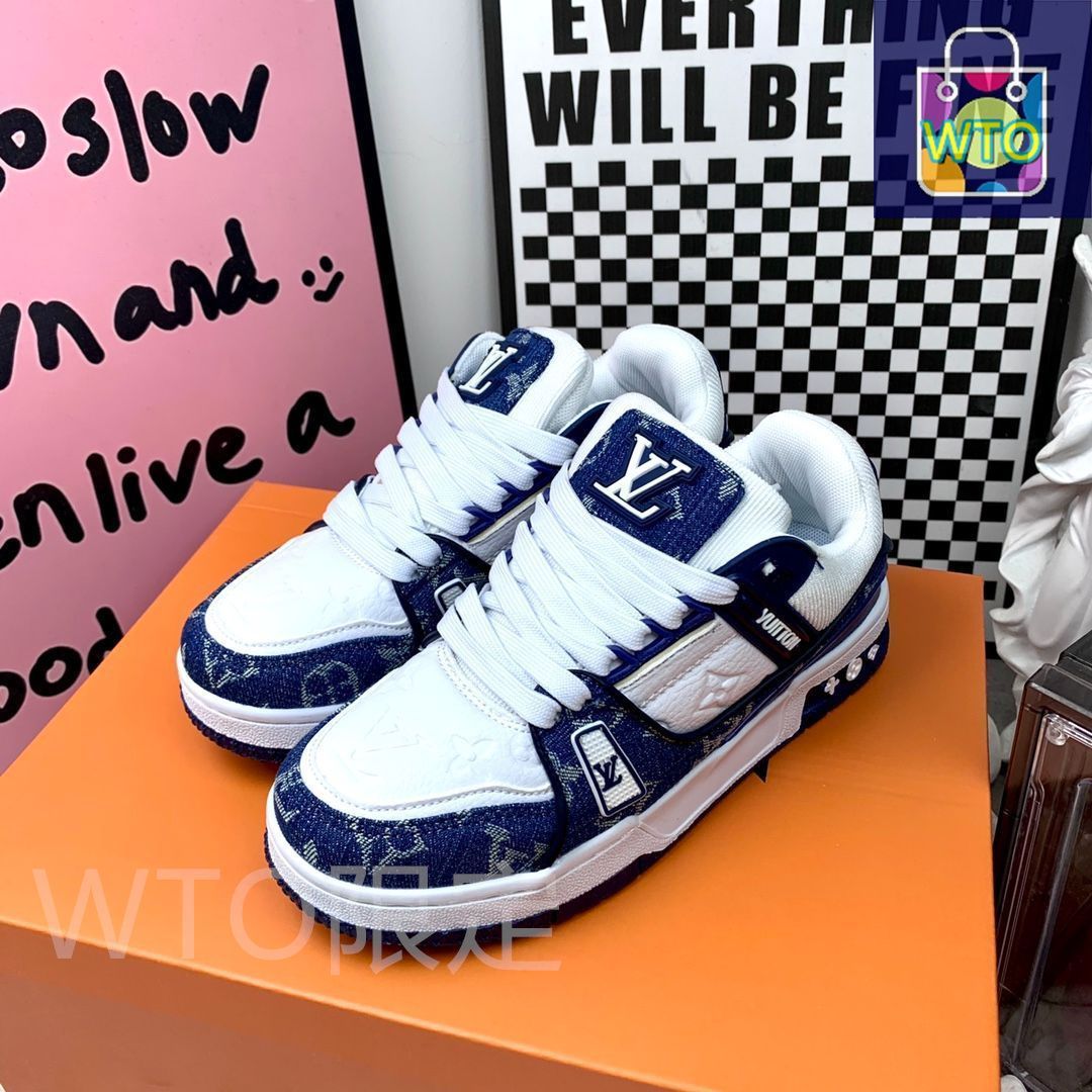 LOUIS VUITTON Trainer デニムレザーカジュアルロートップ