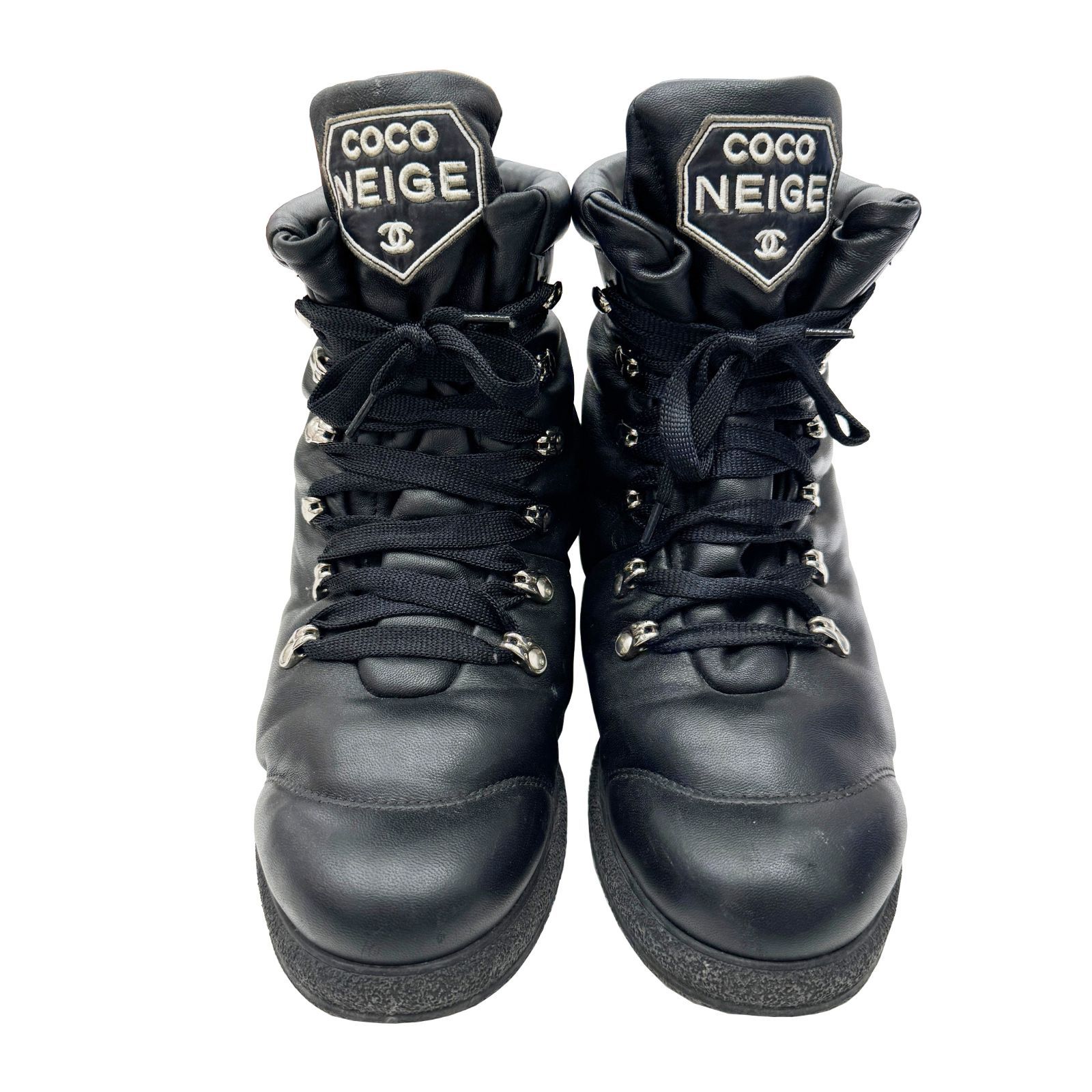 CHANEL ココマーク ブラックレザーショートブーツ CHANEL シャネル ココマーク ショートブーツ ブーツ 18B G34083 サイズ