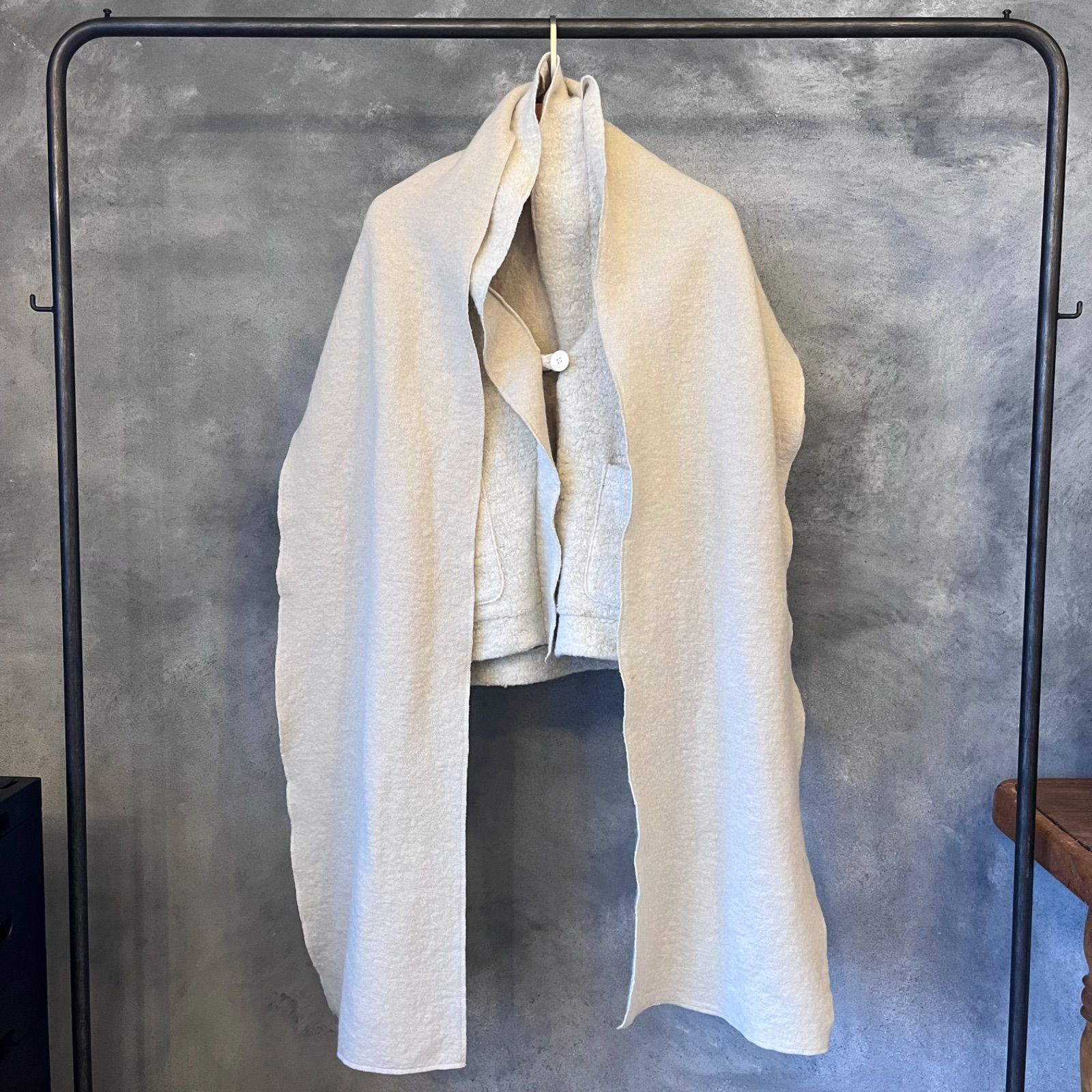 papier/パピエ/Muffer poncho/マフラー付きポンチョ - メルカリ 