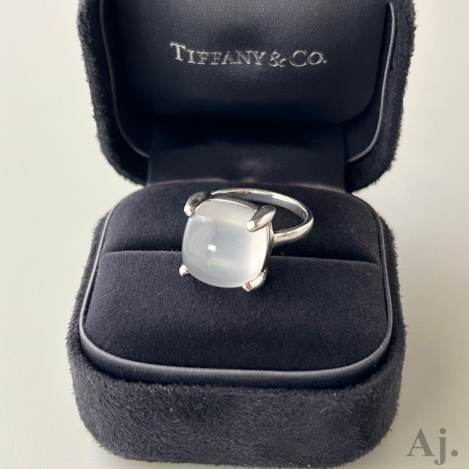 Tiffany ティファニーシュガースタックムーンストーンリング12号