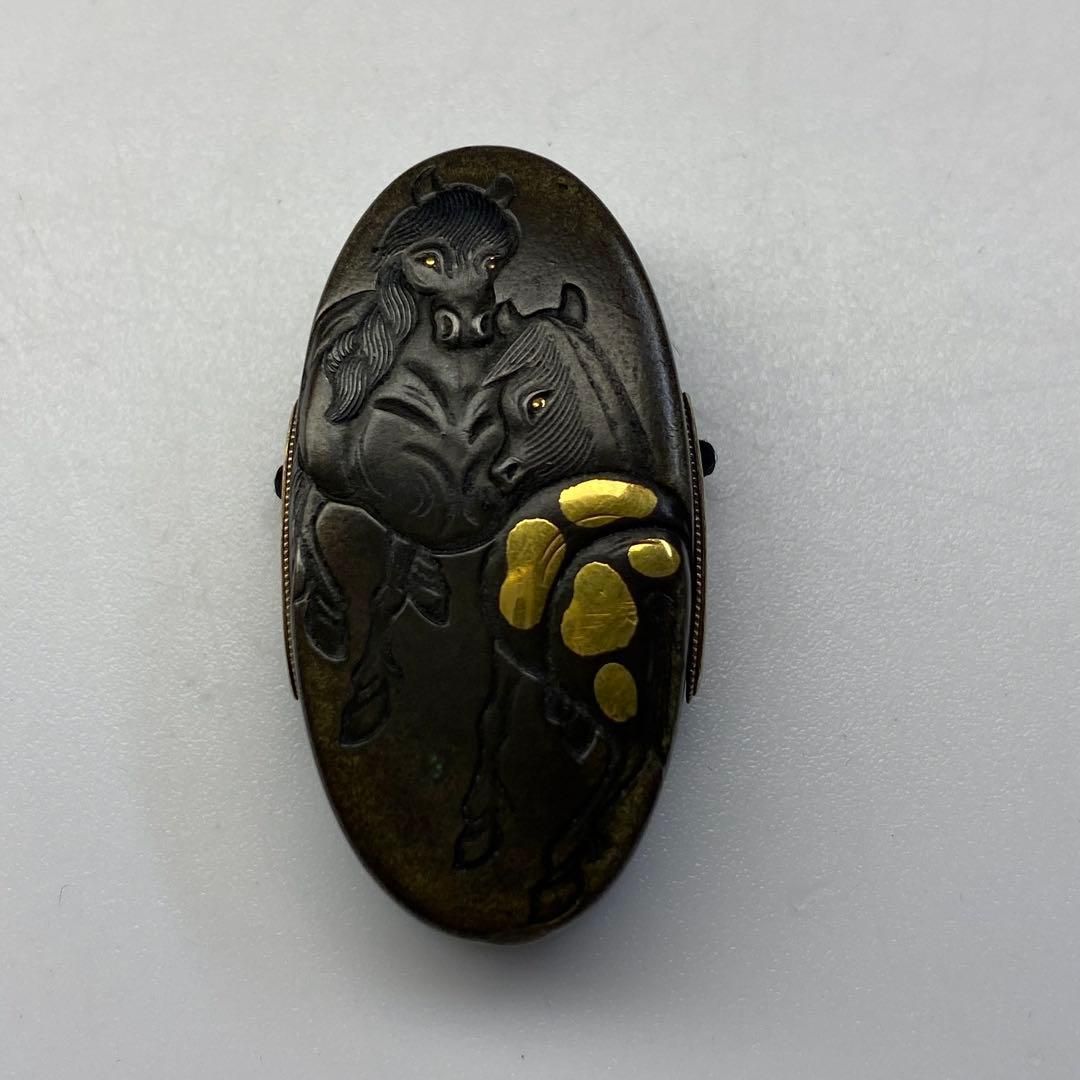 馬図縁頭花押入