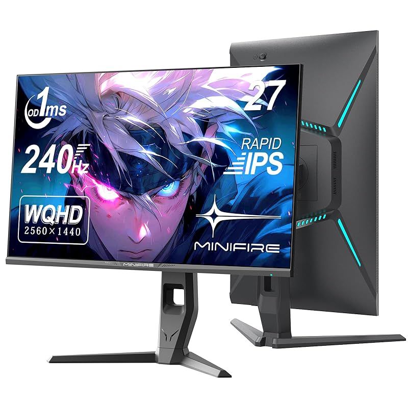 Minifire ゲーミングモニター 27インチ 最大240Hz QHD 2560x1440 130% sRGB 1MS 1.07B 10bit IPS 98% DCI-P3 高さ調節 スイーベル 320cd|m2 HDR10 Adaptive Syn