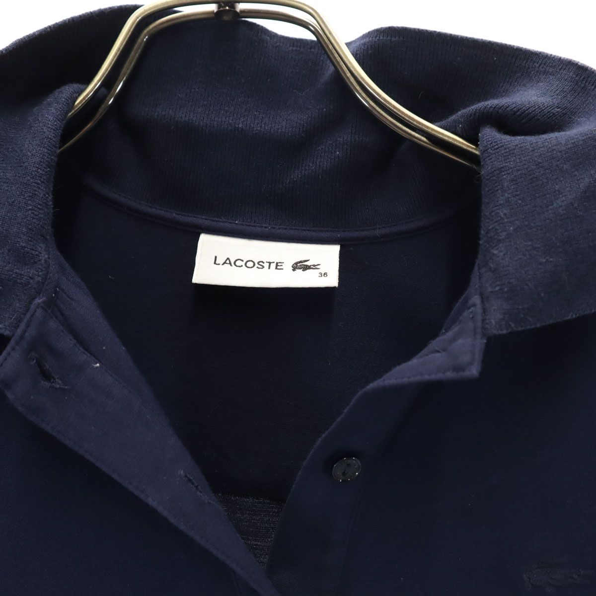 【新品未使用】ラコステ　レディース　36　ピケ　 ポロ　半袖　ネイビー　日本製 LACOSTE ラコステ 半袖 ポロシャツ 36 ネイビー レディース 古着