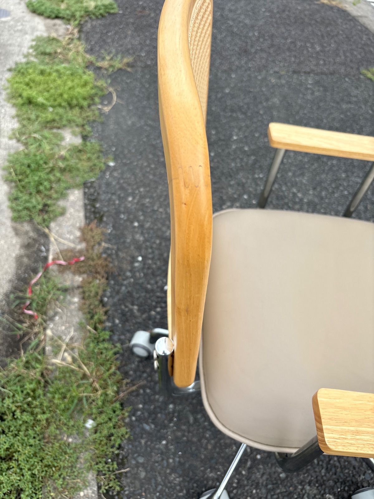 最新 ✨美品【LOWYA/ロウヤ/ラタン調デスクチェア】ベージュ