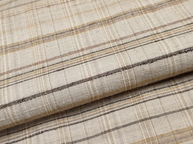 平和屋着物■極上　伝統工芸品　伊那紬　手織り　草木染　道中着　単衣　ロング丈　格子柄　枯野色地　証紙・反端付き　逸品　CYAA2794s5 平和屋着物□極上 伝統工芸品 伊那紬 手織り 草木染 道中着 単衣