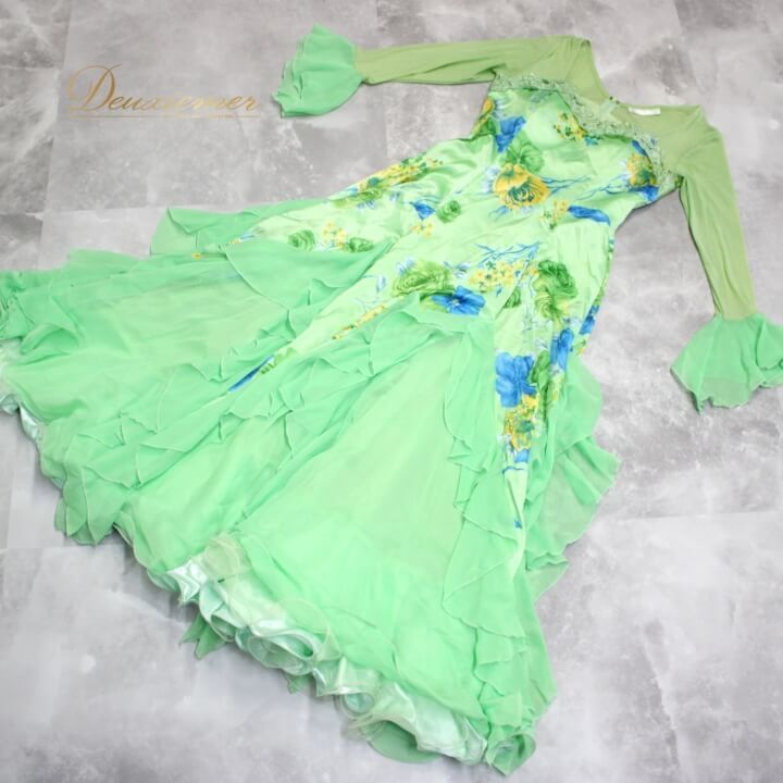 【美品 社交ダンス衣装】ワンピース ドレス prima boutique 黄緑 美品 社交ダンス衣装】ワンピース ドレス prima boutique 上品