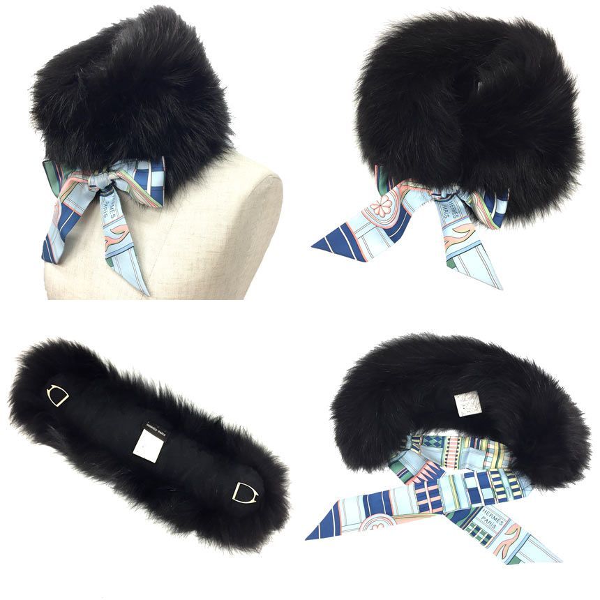 セール HERMES エルメス フォックスファー ティペット FUR COLLAR 
