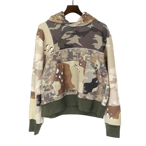 AMIRIアミリ21SSPatchworkCamoflageTerryHoodieパーカーベージュ系サイズ:Mメンズ