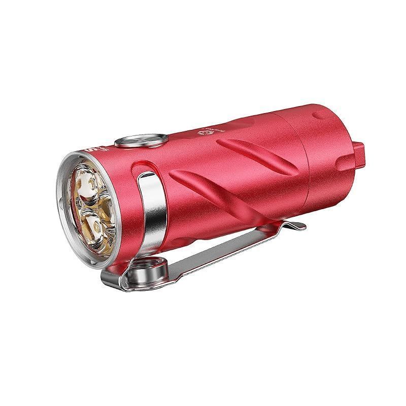 新着商品 RovyVon S3 6500K キーホルダー型懐中電灯 ポケットサイズで最大1800ルーメン 超明るいEDC懐中電灯 USB-C充電式 緊急時のアウトドアに最適 赤