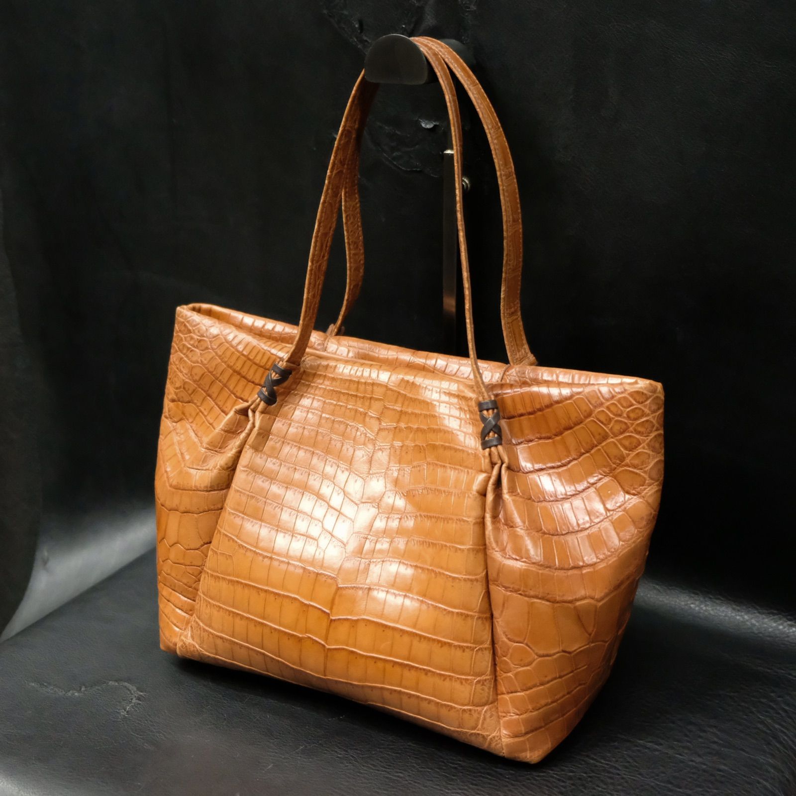 JRA認定 ジンバブエ産ナイルクロコダイル革 トートバッグ センター取り