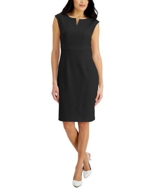 カスパール レディース ワンピース トップス Petite Notch-Neck Sheath Dress Black