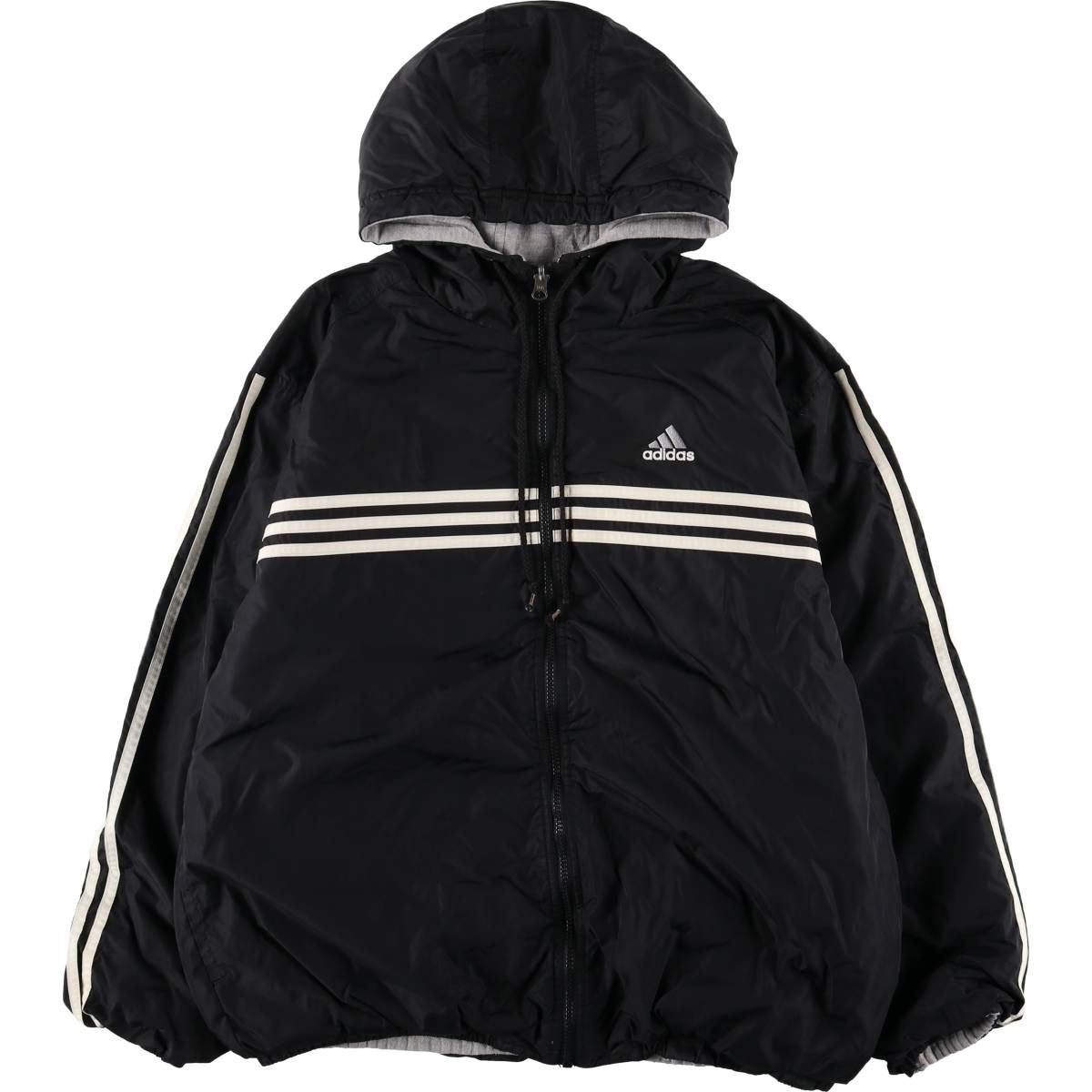 古着 90~00年代 アディダス adidas リバーシブル 中綿入り 中綿パーカー パファージャケット メンズM相当|eaa594950