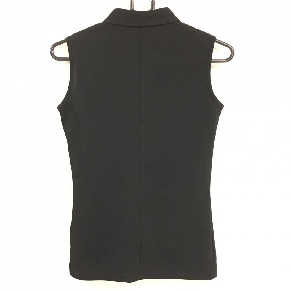 美品】デサントゴルフ ノースリーブポロシャツ 黒×グレー サイドビッグ