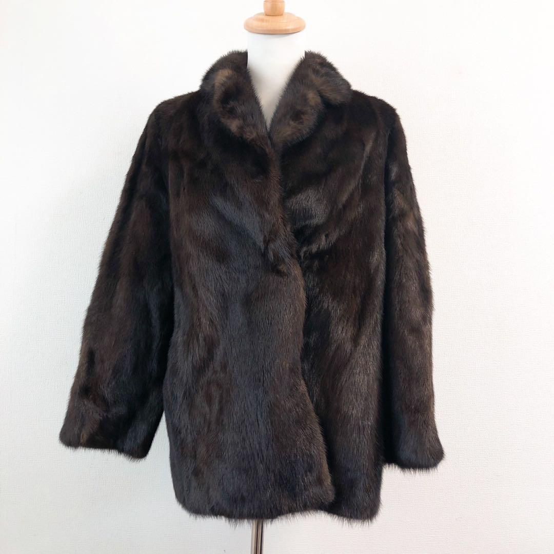 極美品 ミンクファーコート 毛皮 リアルファー ブラウン 高級 昭和