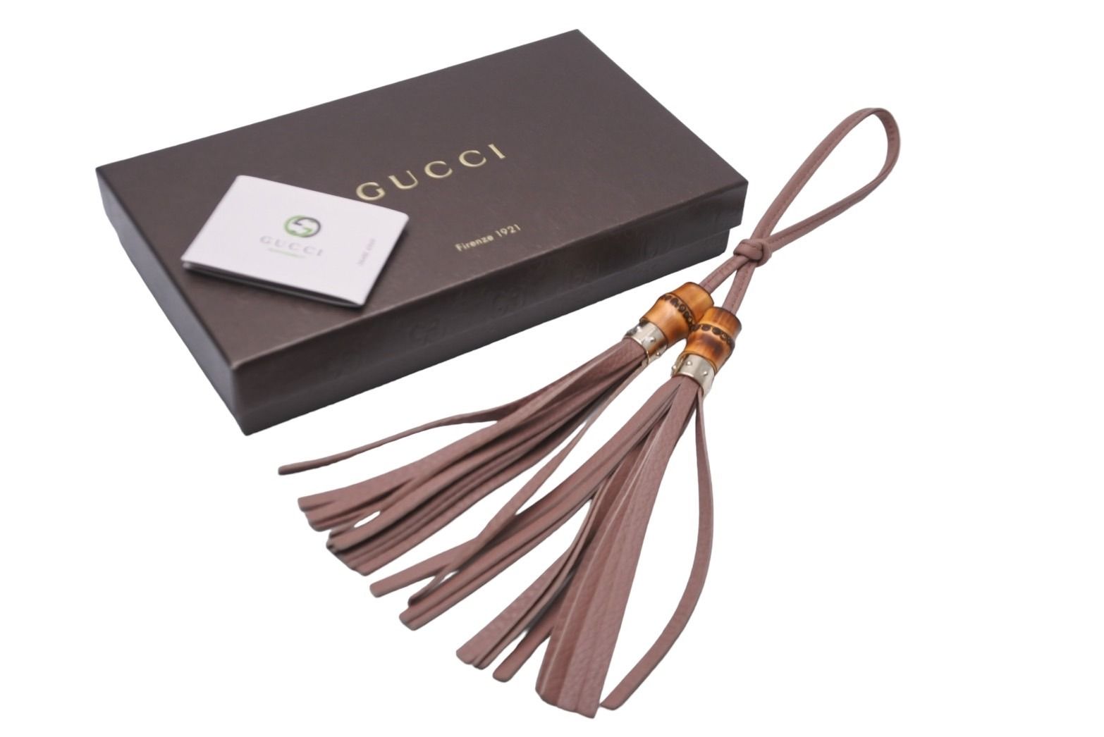 【美品】GUCCI グッチ バンブータッセル バッグチャーム ピンクブラウン 新品同様 GUCCI グッチ バンブー タッセルチャーム フリンジ