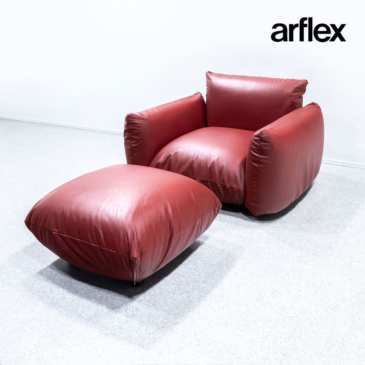 中古品】arflex アルフレックス MARENCO マレンコ 1人掛け ソファ オットマン付 レザー レッド マリオ ・ マレンコ 定価110万 -  メルカリ