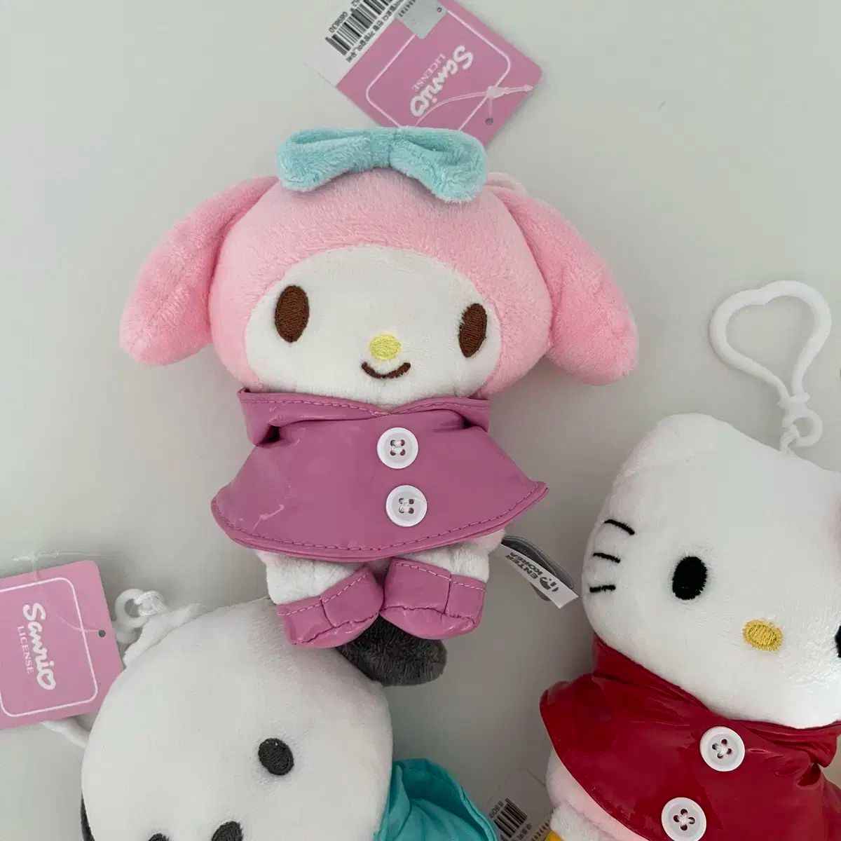 ポムポムプリン　レインコート　マスコット　未使用　美品　レア ポムポムプリン マスコット 雨合羽 レインコート ぬいぐるみ