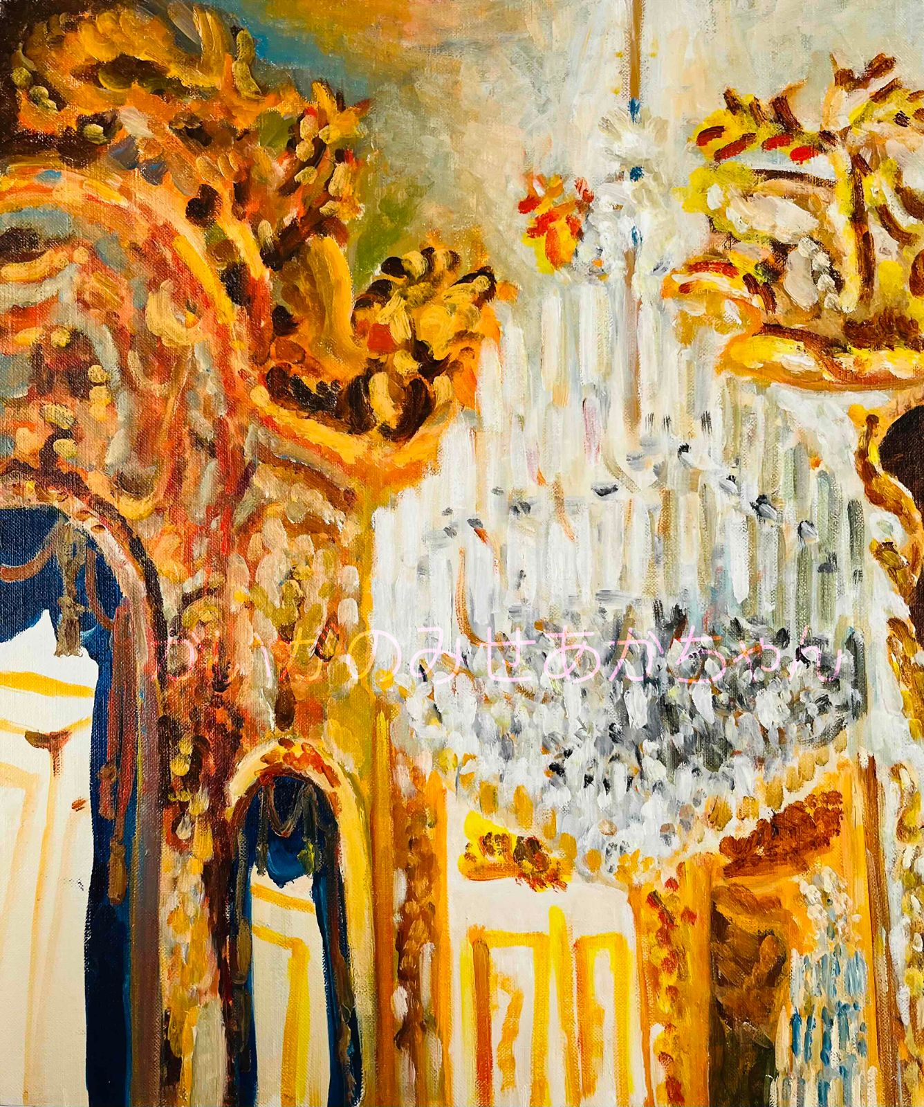 38×46㎝「シャンデリア」F8・油彩画・額装・原画 - メルカリ