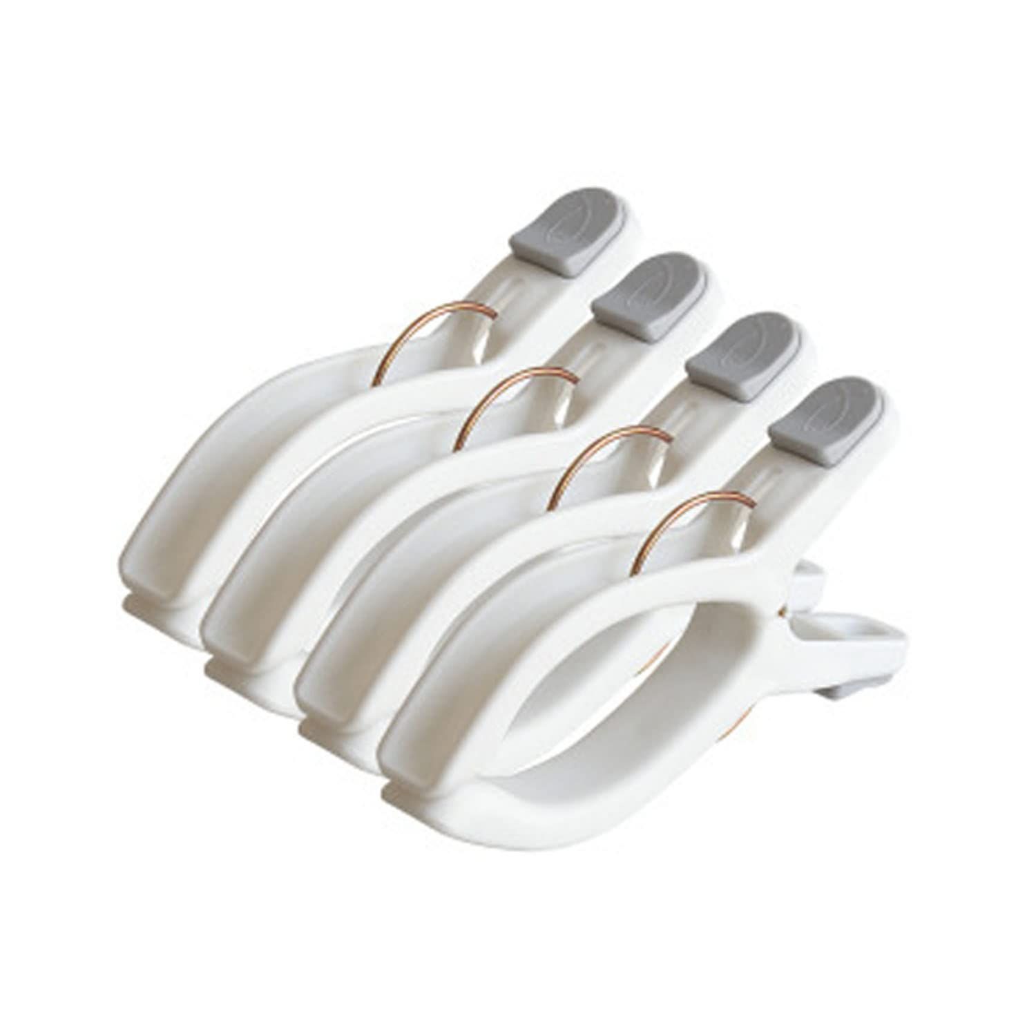 JunyueLiang 大型 洗濯物干し らくらく 強力バネ 布団干しばさみ 跡がつかない 固定 竿ピンチ 布団ばさみ 防風タイプ 落下防止 布団固定器 滑り止め 室外干し 耐久性 ホワイト セット