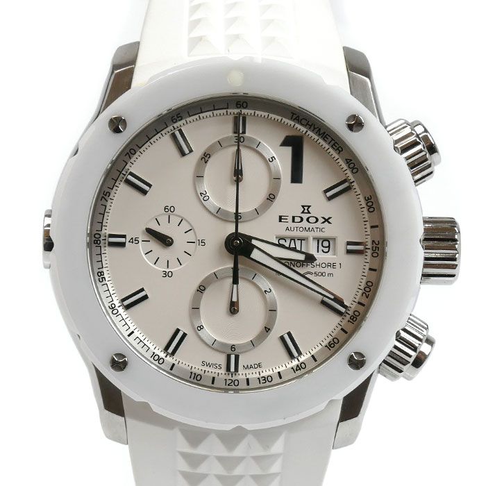 EDOX エドックス クロノオフショア 1 クロノ 腕時計 自動巻き ホワイト 01122-3BI-BIN メンズ