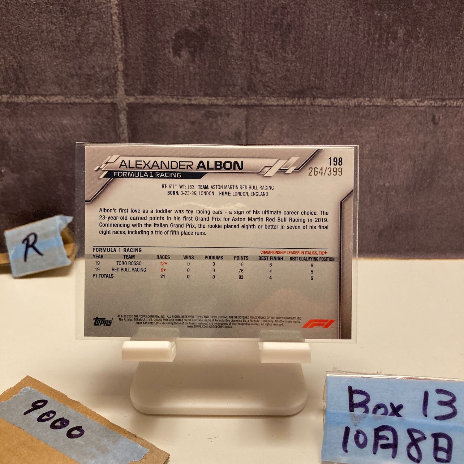 2020 Topps Chrome Alexander Albon 264 399 Aston Martin Red Bull Racing Formula 1 Freshest Refractor カード