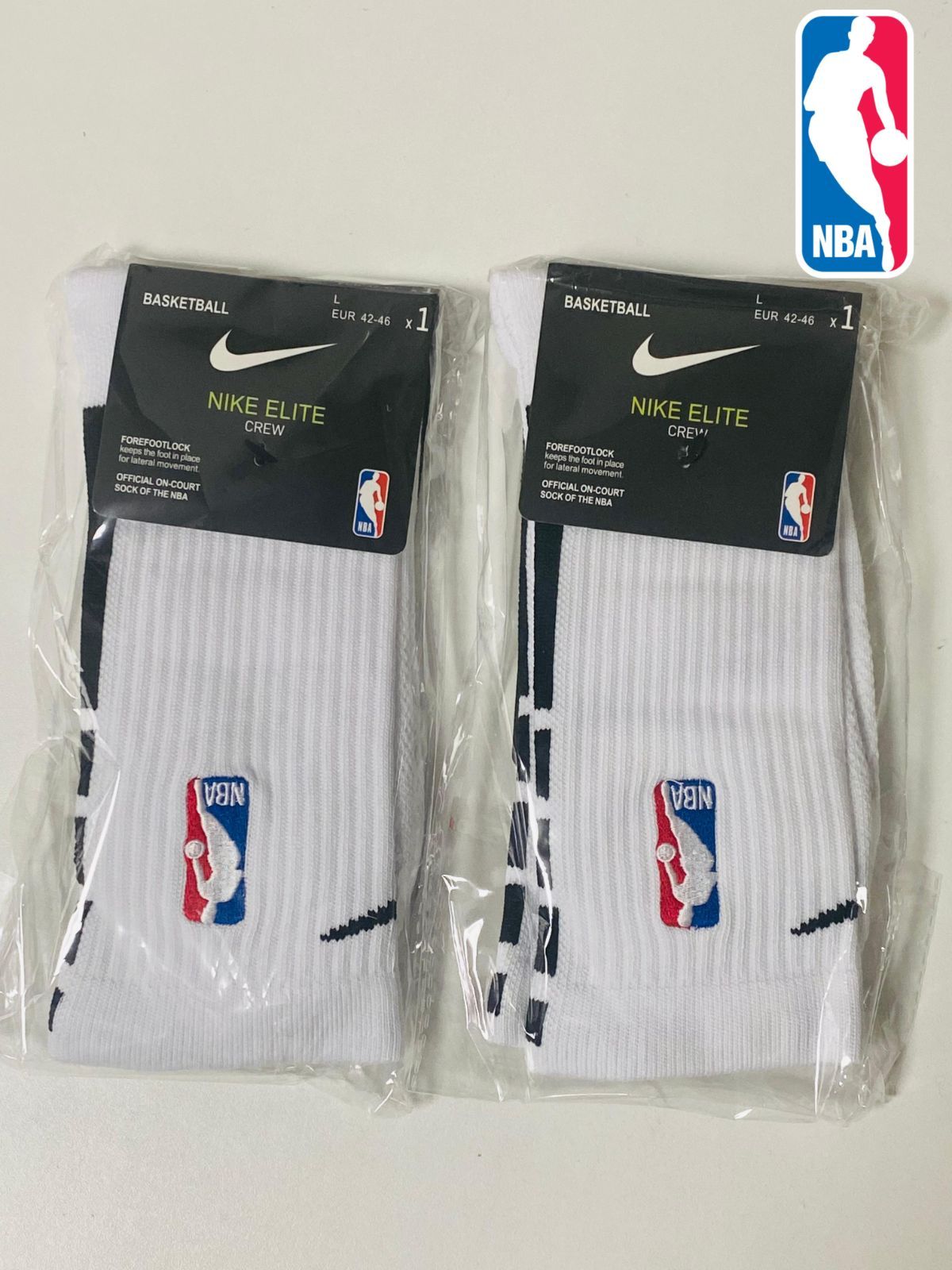 NIKE Elite CREW エリート クルーソックス 2足セット NBA ホワイト