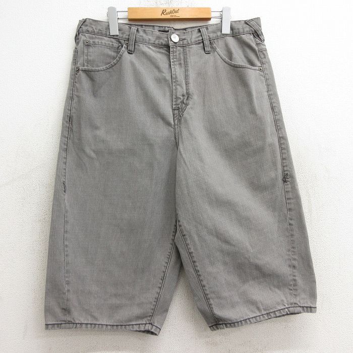 W36/古着 ショーンジョン ハーフ パンツ ショーツ メンズ コットン 濃グレー デニム 24jun15 中古 ボトムス 短パン ショーパン ショート