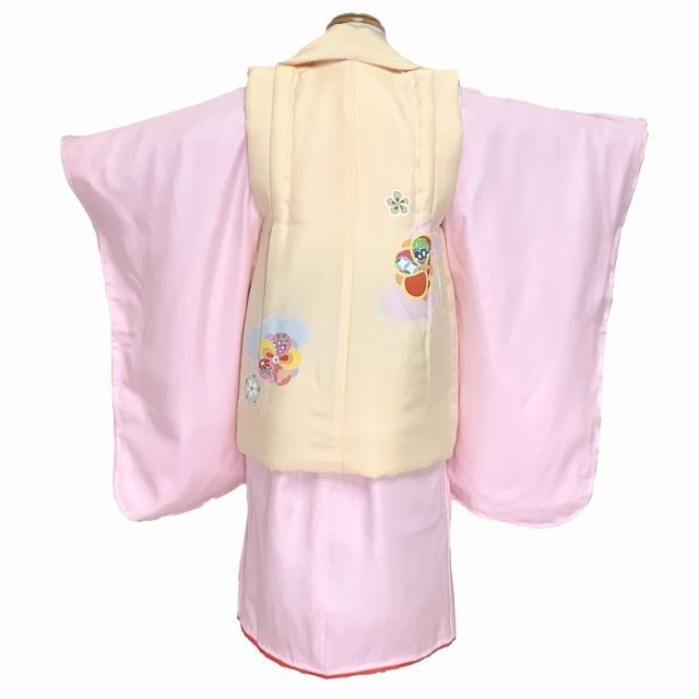 七五三着物 3歳 正絹 友禅柄被布コートと着物 オリジナル