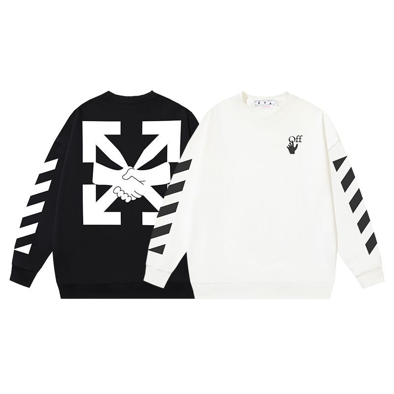 Off White 24ss Fashion クラシックなフロントとバックプリントのカップルのためのクルーネックスウェットシャツ