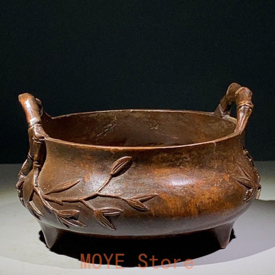 銅器 香炉 十六字款沖天双耳香炉 香道具 茶道具 装飾品 工芸品