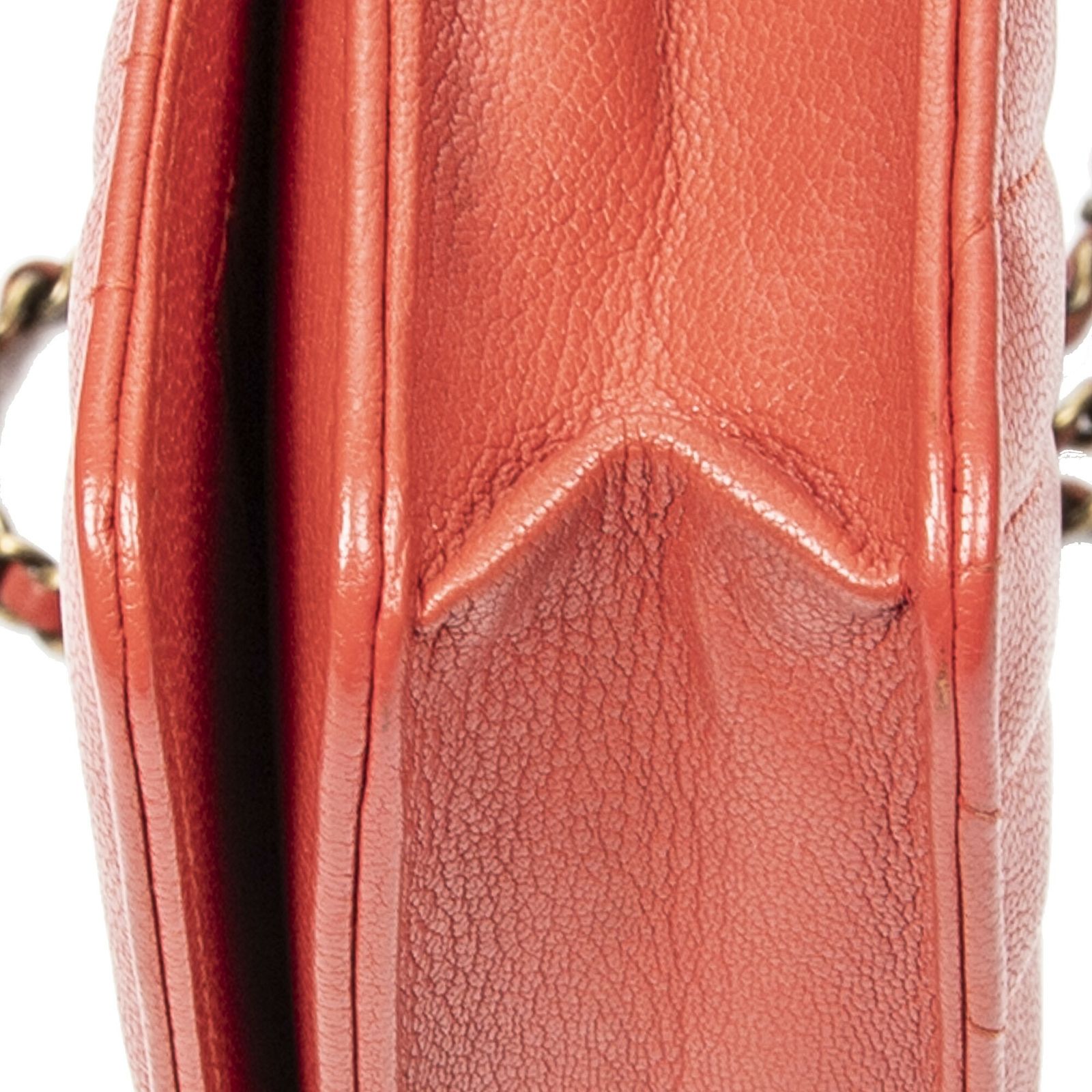 CHANEL シャネルチェーン上のCCウォレット赤マトラッセゴートスキンレザーA