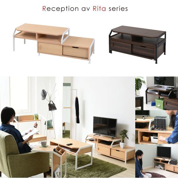 テレビ台 テレビボード 伸縮 北欧 テイスト Rita おしゃれ 木製 金属製 シンプル ナチュラル モダン ホワイト ブラック【DRT-1010】