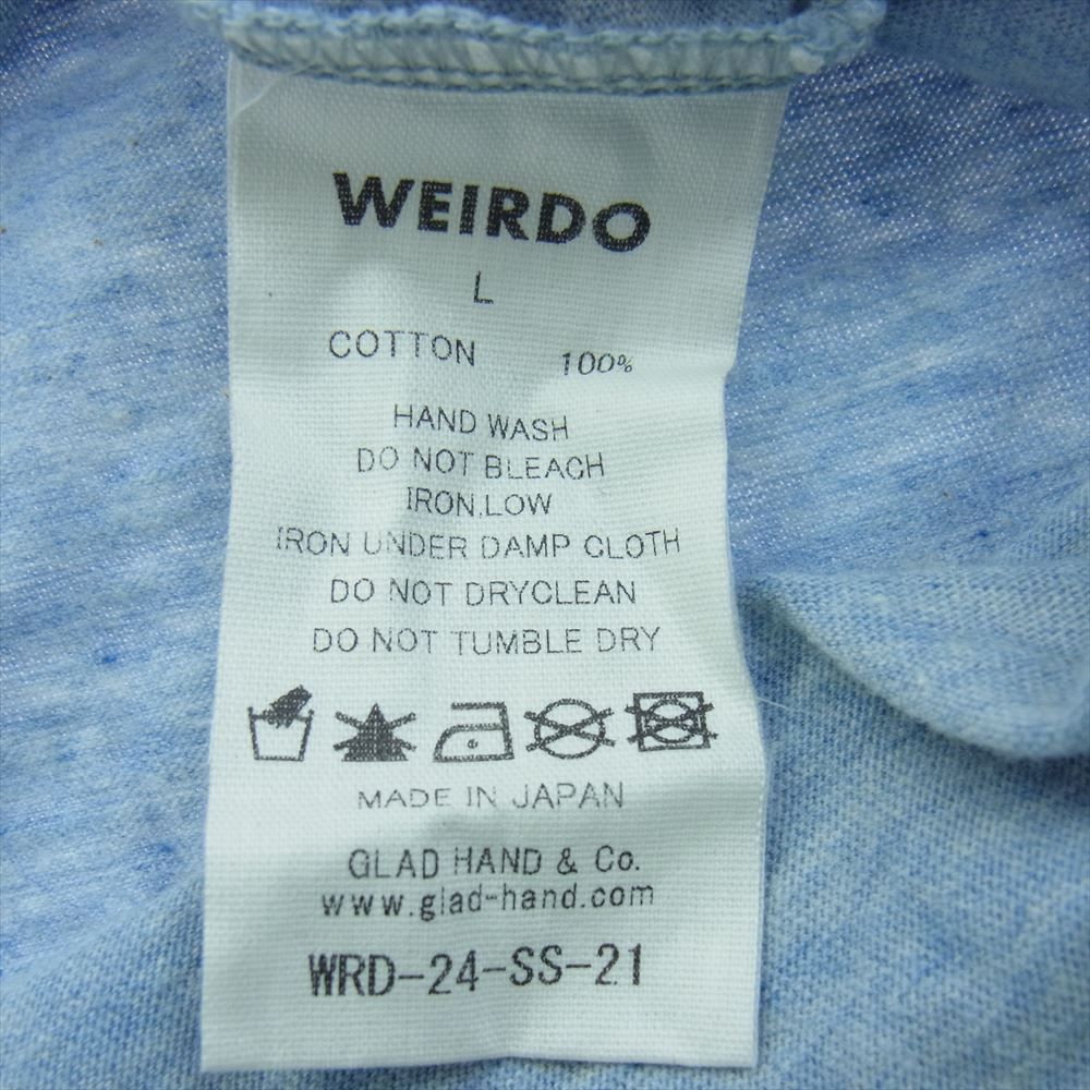 WEIRDO ウィアード 24SS WRD-24-SS-21 WEIRDO HUT RINGER T SHIRTS リンガーネック 半袖 プリント Tシャツ ライトブルー系 L【中古】