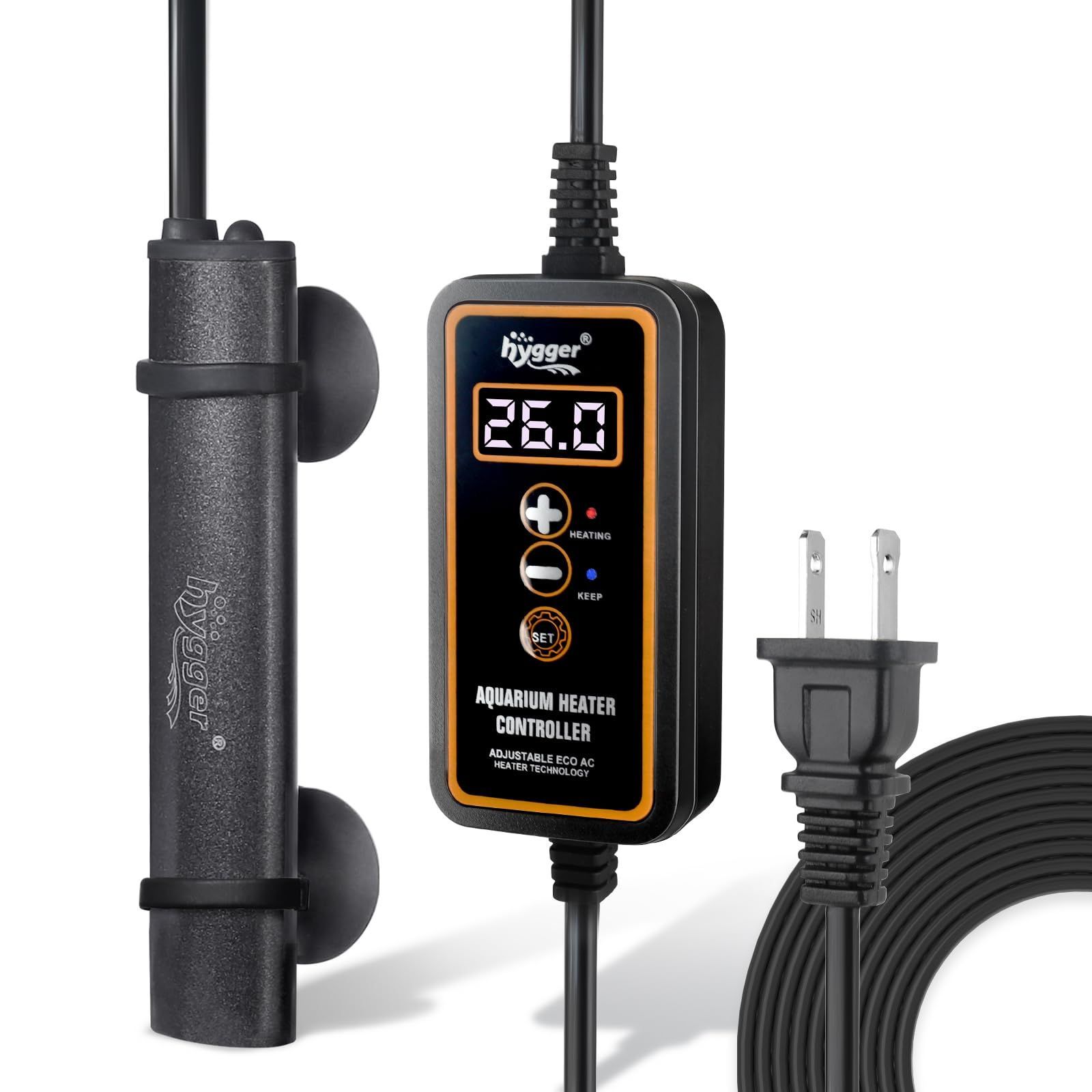 水中型ヒーター 縦横設置 デジタル表示コントローラー付き 省エネ 25W 50W 75W 過熱保護機能付き 温度調節できる 熱帯魚 水槽水温管理用 ヒーター 水槽用ヒーター 熱帯魚 観賞魚対応 hygger デジタル-75W